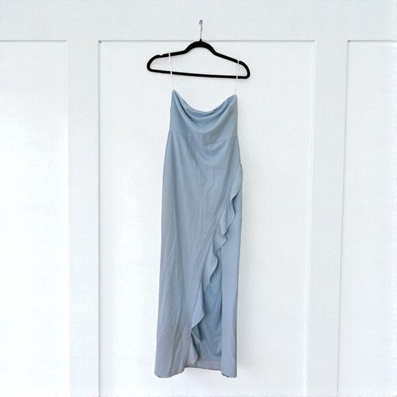 Lulus After Hours Light Blue Strapless Ruffled Maxi Dress Size Small - Picture 8 of 9